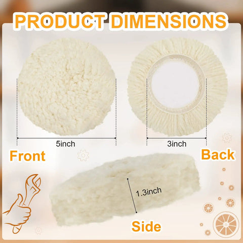 Dimensions of 3-inch wool polishing pad from 6 Pack 3 Inch Wool Polishing Pads With Hook And Loop Velcro For Drill Polisher Buffing Pads Set For Curved Edges Compound Work Wheel Polish Kit Car Body Repair Buffing