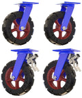 Heavy Duty Industrial Swivel Casters With Solid Natural Rubber Wheels, 10mm steel plate, quiet movement, 4 piece set.