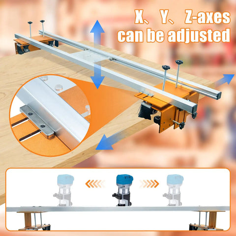 58 Inch Router Sled For Flattening Slabs, 3 Axis Adjustable High Precision Slab Flattening Router Jig For Woodworking setup