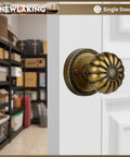 Antique Brass Dummy Door Knob Set for Closet and Pantry Non Turning Interior Door Handles Vintage No Lock Pull Knob