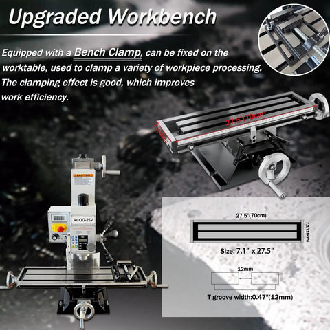 Heavy Hitter Benchtop Milling Machine With 1100W Brushless Motor And 110V Setup Delivers No Fuss Precision On Steel And Aluminum, shown with upgraded workbench.