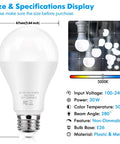 Ultra Bright 2200 Lumen LED Bulbs 150 Watt Equivalent, 20W Non Dimmable, Daylight White 5000K, A21 E26 Base, bulb specifications