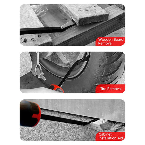 Heavy Duty 8 Inch Pry Bar Set Featuring Curved Hook Head And Integrated Strike Hammer End With Chunky Plastic Grip For Demanding Auto Repair And Knuckle Busting Mechanical Tasks That Get Leverage Worked Easy