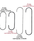 Heavy Duty Powder Coating Hooks Kit 25 Pc C Shape Hooks For Painting And Grid Brackets, various lengths and diameters shown.
