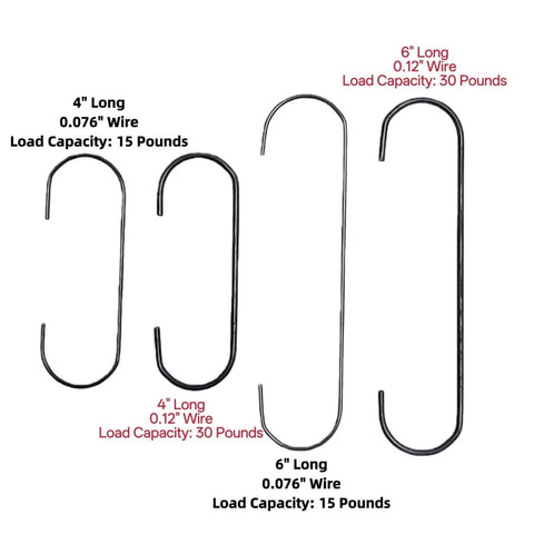Heavy Duty Powder Coating Hooks Kit 25 Pc C Shape Hooks For Painting And Grid Brackets, various lengths and diameters shown.