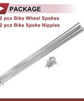 12 Pack 14G Bicycle Spokes 285mm 304 Stainless Steel Silver Tone Set For Bike Wheels Heavy Duty Pro Grade Spokes With Copper Nipples Included