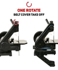 Hardcore Low Speed Bench Grinder Combines One By Thirty Inch Sanding Belt With Six Inch Finishing Disc for tool maintenance image.