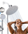 Dual Shower Head With Handheld Combo, 8 Inch Rain Shower Head Plus Handheld With On Off Switch, 72 Inch Extra Long Hose, High Pressure Chrome Shower System For A Powerful Spa Like Rinse