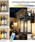 Luminzone Outdoor Light Fixtures Wall Mount Solar Lantern, Vintage Dusk to Dawn Wall Sconce with Remote Control & LED Bulb, 18'' with dimmable brightness.