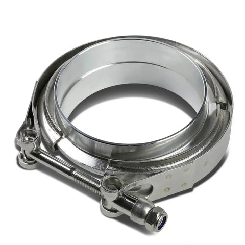 3.5 Inch ID Stainless Steel V Band Clamp Kit With Aluminum Flanges And 10 Mm Lock Bolt Bolt On Ready Universal Fit On 3.5 Inch OD Tubing