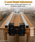 No Bull 6061 Aluminum 50 Inch Router Sled For Flattening Massive Wood Slabs showing 5-level height adjustment markings on sled.