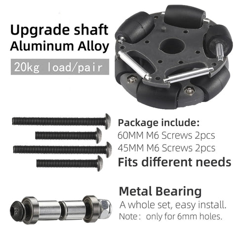 Brompton Omni Directional Wheels replacement kit with aluminum alloy shaft, screws, and metal bearing for 20kg load capacity; easy install.