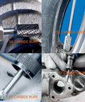 Collage of four carbide burrs with 1/4 inch shanks, double-cut for die grinder use (SA/SC/SF/SD variants)