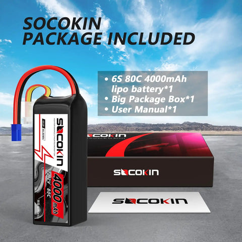 Beefy 22.2V 6S 4000mAh 80C LiPo Battery With EC5 Connector And Soft Case packaging