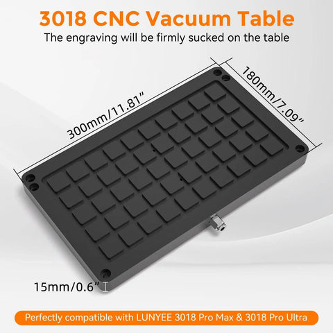 Heavy Duty Vacuum Table For CNC Engraving And Milling Boss Level Workholding Suction Table with 300x180 mm area and 15 mm height.