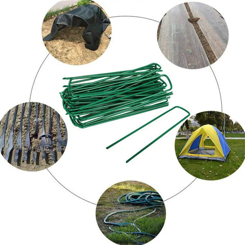 Heavy Duty Garden Ground Stakes 6 Inch U Shaped Steel Pegs For Lawn Fabric Netting Matting Pro Grade Landscape Anchors 20 Pack