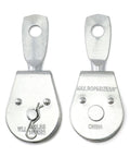 8 Pack Heavy Duty Zinc Plated Iron Single Pulley Block Wheel With 360 Degree Swivel For Lifting Rope, 420 Lb Load Capacity, Fits Three Eighths Inch Rope, Built Tough For Outdoor Projects. zinc-plated iron pulley blocks with 3/8 in rope marking