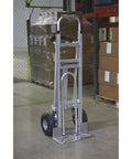 3-In-1 Aluminum Hand Truck And Platform Cart With Stair Climber Converts Between Upright Hand Truck Flat Platform And Stair Climbing Modes 550 Lb Upright Capacity And 770 Lb Platform Load Heavy Duty Utility Cart, upright in warehouse