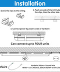 Installation instructions for 2 Foot LED Shop Light 25W 6500K 3200LM Beast Bright Clear Cover T8 Fixture Linkable Ceiling