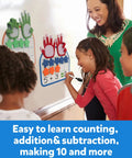 Children using Montessori Math Manipulatives Magnetic Ten Frame for Addition Subtraction Practice with Dry Erase Board