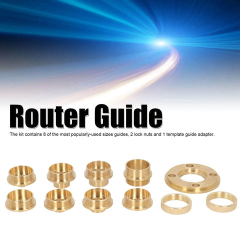 11 Piece Slick Brass Router Template Kit With Lock Nut Adapter And Heavy Duty Storage Case For Dovetail Hinge Routing Precision woodworking bushing guides set.