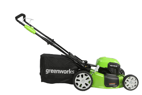 40V Cordless 21-Inch Brushless Push Mower With Dual 4.0Ah And 2.0Ah USB Batteries, Charger Included, Automatic Battery Switch-Over For Longer Run Time, Easy One-Lever 7-Position Height Adjustment, green mower with bag