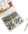 18 Piece 1/4-20 Countersunk Head Socket Cap Screws Set With Allen Keys In 304 Stainless Steel Four Lengths 1/2 Inch 3/4 Inch 1 Inch 1-1/4 Inch Corrosion Resistant Machine Screws Kit