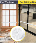 Adjustable Window Security Bar For Windows And Sliding Doors With Anti Slip Rubber Tips Rust Proof Finish And Easy Tension Rods From 15.7 To 27.5 Inches Kid Safe Home Security Lock No Brainer Setup installed on window and sliding door