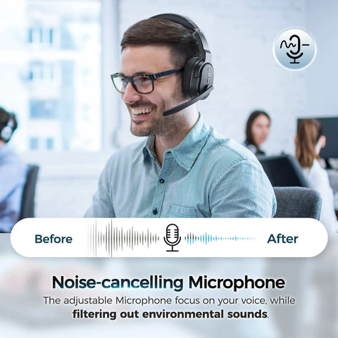 Trucker Bluetooth Headset With Noise Canceling Microphone And Long Battery Life Wireless Headphones With Detachable Ear Pad Single And Dual Mode For Office Driving And Home