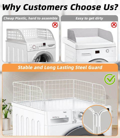 Magnetic Laundry Guard 24 Inch Countertop Shield For Washer And Dryer Metal Laundry Topper Washing Machine And Dryer Countertop Guard Heavy Duty Powder Coat Steel White Fits Most Front Load Machines Built To Last