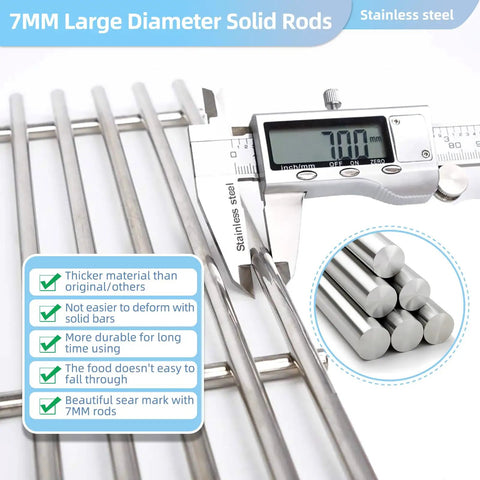 7MM large diameter solid stainless steel rods measuring 7mm for durable grill grates replacement in Turbo Nexgrill.