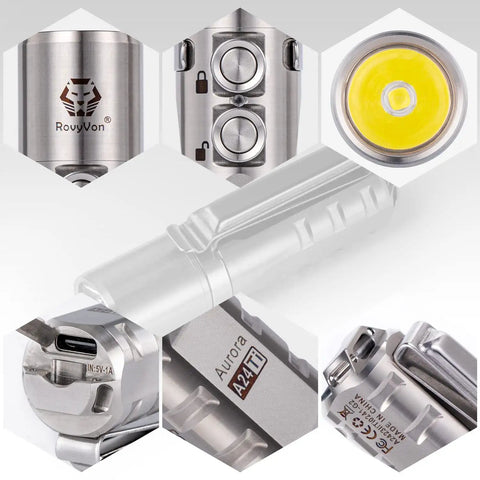 Titanium LED Flashlight 1000 Lumen EDC Pocket Light With Lockout Mode Rechargeable 7 Modes Water Resistant details