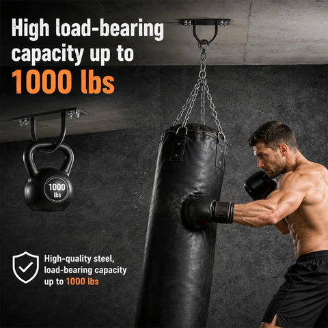 Heavy Duty Battle Rope Anchor Wall Mount Kit With Solid Iron Brackets Bolts For Gym Rigs And Suspension Cords Handles Hardcore Whip Workouts Builds Legit Foundation Straight Up Built To Last, showcasing wall mount with heavy bag.