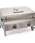 Chef's Style Tabletop Portable Propane Grill With 20,000 BTU Stainless Steel Two-Burner Outdoor Gas Grill For Camping and BBQ