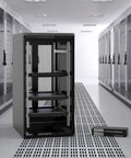 Smooth Eight Port Kvm Switch Rack Mount Kit with open shelves, designed for neat server control and PC monitoring.