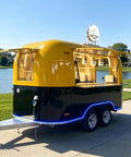 Turnkey Commercial Food Truck For High Volume Burger Stands And Mobile Catering Trailer with yellow and black design, equipped for street service.