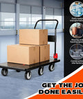 Heavy Duty Folding Platform Cart With Silent TPR Wheels, Straight Up Heavy Dolly For Moving And Garage Hauling, Hella Smooth handcart with boxes.