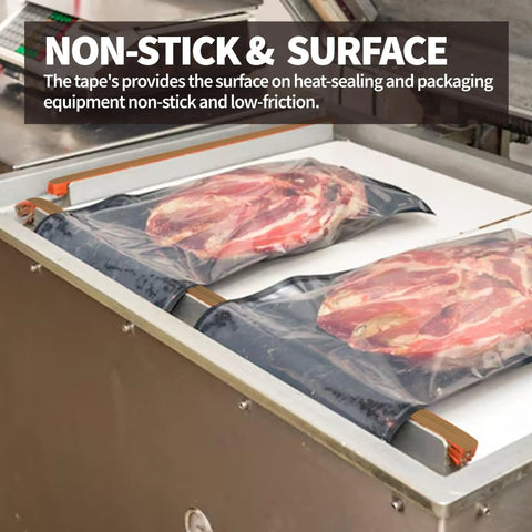 High Temp PTFE Tape For Vacuum Sealers And Hand Impulse Sealers, sealing packed meat with heat-resistant, nonstick surface