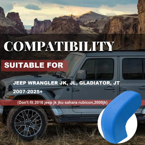 Blue Front Bumper Tow Hook Covers Kit, 2Pcs Rubber Sleeve Protector Trim For Jeep Wrangler JL JK 4Xe And Gladiator JT 2007-2025