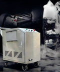 Industrial Grade Dry Ice Blaster With CO2 Cleaning System For Semiconductor Machinery, visible on wheels with dense fog.