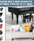 4 Pack Furniture Wheel Stoppers For Hardwood Floors Prevent Sliding On Sofas Chairs And Beds With Rubber Caster Cups