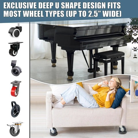 4 Pack Furniture Wheel Stoppers For Hardwood Floors Prevent Sliding On Sofas Chairs And Beds With Rubber Caster Cups