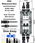 10 Amp Solar Disconnect Switch With Dc Miniature Circuit Breaker And Din Rail Enclosure showing IP65 waterproof box and solar terminals.