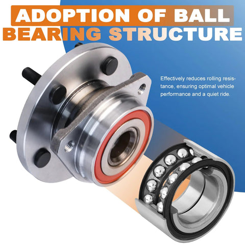 Pair Front Wheel Hub Bearing Assembly For Jeep Grand Cherokee 1999 2004 5 Lug Non ABS Durable Bearing Steel OE Style Fit