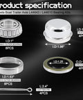 Four Set L44643 Beefy Bearing Kit For 1 Inch Trailer Axle Wheel Hub Includes L44610 Bearings 1.98 Inch Diameter Components