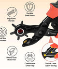 Beefy Heavy Duty Leather Hole Punch Tool Set With Multi Size Punches for Belts, Ergonomic Steel Construction, Close-up.