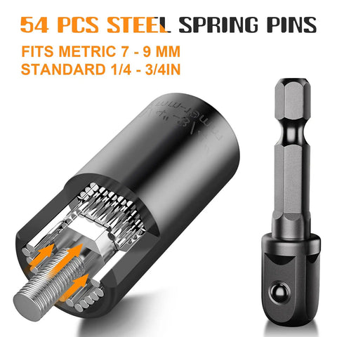 Universal Socket Tool Set For Dads And Grads Gift Idea All In One Chrome Vanadium Magnetic Ratchet Socket Wrench Set Seven To Nineteen Millimeters No Socket Change Handy Gift For Father Husband Grandpa Stepdad Papa Gadgets showcasing 54 steel pins.