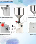 Manual Paste and Liquid Bottle Filler 5-55ml Adjustable Stainless Steel Construction With 22lb Hopper components diagram