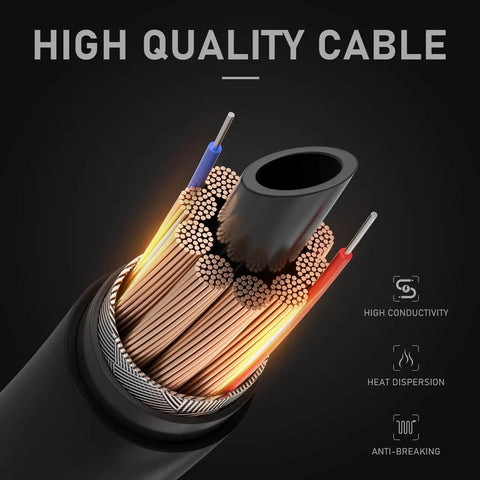 Cross-section view of high-quality cable from Replacement Mig Welding Gun Euro Quick Connect No Tool Needed 15 Foot Lead 250 Amp For Longevity Esab Tweco Style Two Machines Heavy Duty Build Durable Arc Welder Accessory For Do It Yourself Pros And Pro Shops showcasing conductive wiring.