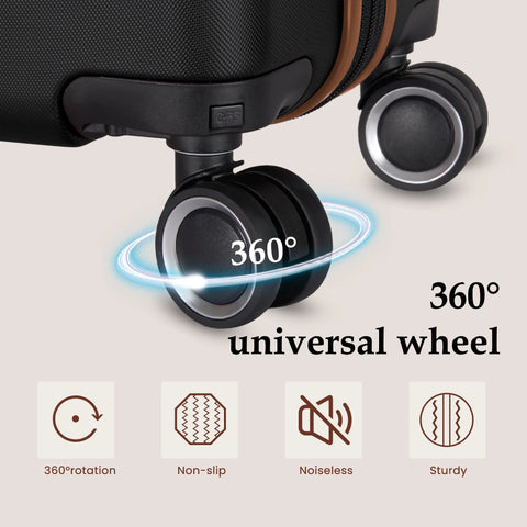 Replacement Luggage Wheels For Specific Suitcase Model Black Color 360° spinner durable rolling wheels close-up view.